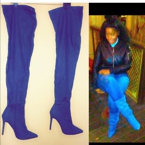 Denim over the knee boots